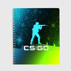 Тетрадь с принтом CS GO КС ГО - Снежный , 100% бумага | 48 листов, плотность листов — 60 г/м2, плотность картонной обложки — 250 г/м2. Листы скреплены сбоку удобной пружинной спиралью. Уголки страниц и обложки скругленные. Цвет линий — светло-серый
 | asiimov | counter | counter strike | counterstrike | cs go | cs:go | csgo | global | offensive | strike | год | гоу | каэс | контер | контр | контра | контрстрайк | кс го | кс:го | ксго | новогодний | новый | страйк | сы пщ