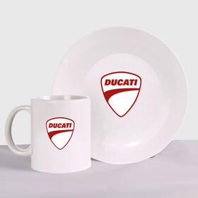 Набор: тарелка + кружка с принтом Ducati Logo (Z) , керамика | Кружка: объем — 330 мл, диаметр — 80 мм. Принт наносится на бока кружки, можно сделать два разных изображения. 
Тарелка: диаметр - 210 мм, диаметр для нанесения принта - 120 мм. | Тематика изображения на принте: audi | audi ag | corse | ducati | ducati corse | ducati motor holding | hypermotard | multistrada | panigale | scrambler | streetfighter | supersport | дукати | массимо борди | мото | фабио тальони