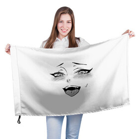 Флаг 3D с принтом Ахегао личико , 100% полиэстер | плотность ткани — 95 г/м2, размер — 67 х 109 см. Принт наносится с одной стороны | Тематика изображения на принте: аниме | ахегао | девушка | лицо | язык