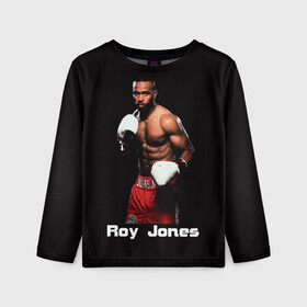 Детский лонгслив 3D с принтом Roy Jones , 100% полиэстер | длинные рукава, круглый вырез горловины, полуприлегающий силуэт
 | boxer | boxing | great boxer | roy jones | roy jones lettering | roy jones print | бокс | боксер | великий боксер | надпись roy jones | принт roy jones | рой джонс