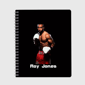 Тетрадь с принтом Roy Jones , 100% бумага | 48 листов, плотность листов — 60 г/м2, плотность картонной обложки — 250 г/м2. Листы скреплены сбоку удобной пружинной спиралью. Уголки страниц и обложки скругленные. Цвет линий — светло-серый
 | boxer | boxing | great boxer | roy jones | roy jones lettering | roy jones print | бокс | боксер | великий боксер | надпись roy jones | принт roy jones | рой джонс