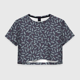 Женская футболка Crop-top 3D с принтом Новогодние Ёлочки (S) , 100% полиэстер | круглая горловина, длина футболки до линии талии, рукава с отворотами | 