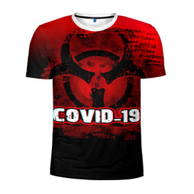 Мужская футболка 3D спортивная с принтом Covid-19 , 100% полиэстер с улучшенными характеристиками | приталенный силуэт, круглая горловина, широкие плечи, сужается к линии бедра | 
