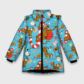 Зимняя куртка для девочек 3D с принтом Happy Scooby , ткань верха — 100% полиэстер; подклад — 100% полиэстер, утеплитель — 100% полиэстер. | длина ниже бедра, удлиненная спинка, воротник стойка и отстегивающийся капюшон. Есть боковые карманы с листочкой на кнопках, утяжки по низу изделия и внутренний карман на молнии. 

Предусмотрены светоотражающий принт на спинке, радужный светоотражающий элемент на пуллере молнии и на резинке для утяжки. | 005850 | scooby doo | shaggy | vdkotan | велма | дафна | скуби | скуби ду | шэгги