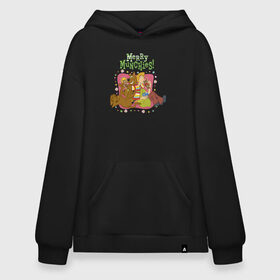 Худи SuperOversize хлопок с принтом Merry munchies , 70% хлопок, 30% полиэстер, мягкий начес внутри | карман-кенгуру, эластичная резинка на манжетах и по нижней кромке, двухслойный капюшон
 | 005850 | scooby doo | shaggy | vdkotan | велма | дафна | скуби | скуби ду | шэгги