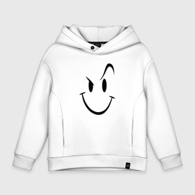 Детское худи Oversize хлопок с принтом Smile , френч-терри — 70% хлопок, 30% полиэстер. Мягкий теплый начес внутри —100% хлопок | боковые карманы, эластичные манжеты и нижняя кромка, капюшон на магнитной кнопке | Тематика изображения на принте: smile | бровь | смайл | смайлик | улыбка | ухмылка