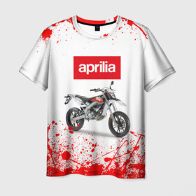 Мужская футболка 3D с принтом Aprilia (Z) , 100% полиэфир | прямой крой, круглый вырез горловины, длина до линии бедер | aprilia | aprilia racing | bike | moto | motocycle | sportmotorcycle | априлия | мото | мотоспорт