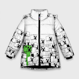 Зимняя куртка для девочек 3D с принтом Minecraft Крипер , ткань верха — 100% полиэстер; подклад — 100% полиэстер, утеплитель — 100% полиэстер. | длина ниже бедра, удлиненная спинка, воротник стойка и отстегивающийся капюшон. Есть боковые карманы с листочкой на кнопках, утяжки по низу изделия и внутренний карман на молнии. 

Предусмотрены светоотражающий принт на спинке, радужный светоотражающий элемент на пуллере молнии и на резинке для утяжки. | creeper | game | зомби | игра | крипер | майн | майнкрафт | монстр