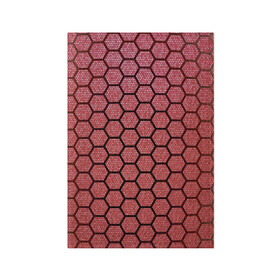 Обложка для паспорта матовая кожа с принтом Соты , натуральная матовая кожа | размер 19,3 х 13,7 см; прозрачные пластиковые крепления | Тематика изображения на принте: красный | паутина | паутинка | соты
