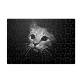 Пазл магнитный 126 элементов с принтом Чёрный кот , полимерный материал с магнитным слоем | 126 деталей, размер изделия —  180*270 мм | Тематика изображения на принте: животное | кот | кошка | тёмный рисунок | чёрный фон