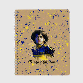 Тетрадь с принтом Diego Maradona , 100% бумага | 48 листов, плотность листов — 60 г/м2, плотность картонной обложки — 250 г/м2. Листы скреплены сбоку удобной пружинной спиралью. Уголки страниц и обложки скругленные. Цвет линий — светло-серый
 | Тематика изображения на принте: cup | diego maradona | diego maradona letterin | diego maradona print | football | footballer | great footballer | number 10 | великий футболист | диего марадона | кубок | надпись диего марадона | номер 10 | принт диего марадона | футбол 