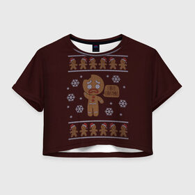 Женская футболка Crop-top 3D с принтом I Hate Christmas , 100% полиэстер | круглая горловина, длина футболки до линии талии, рукава с отворотами | 