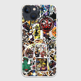 Чехол для iPhone 13 с принтом JoJo’s Sticker Bombing ,  |  | anime | jojo’s bizarre adventure | sticker bombing | аниме | джо джо | жо жо | манга | мультфильм | невероятные приключения джоджо | персонаж | стикер бомбинг