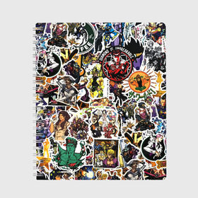 Тетрадь с принтом JoJo’s Sticker Bombing , 100% бумага | 48 листов, плотность листов — 60 г/м2, плотность картонной обложки — 250 г/м2. Листы скреплены сбоку удобной пружинной спиралью. Уголки страниц и обложки скругленные. Цвет линий — светло-серый
 | anime | jojo’s bizarre adventure | sticker bombing | аниме | джо джо | жо жо | манга | мультфильм | невероятные приключения джоджо | персонаж | стикер бомбинг