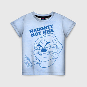 Детская футболка 3D с принтом Naughty not nice , 100% гипоаллергенный полиэфир | прямой крой, круглый вырез горловины, длина до линии бедер, чуть спущенное плечо, ткань немного тянется | devil | looney | tasmanian | tunes | vdzajul | дьявол | тасманский
