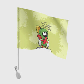 Флаг для автомобиля с принтом Seasons greetings , 100% полиэстер | Размер: 30*21 см | looney | martian | marvin | tunes | vdzajul | марвин | марсианин