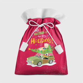 Подарочный 3D мешок с принтом For the holidays , 100% полиэстер | Размер: 29*39 см | Тематика изображения на принте: daffy | duck | looney | pig | porky | tunes | vdzajul | дак | даффи | пиг | порки | утка