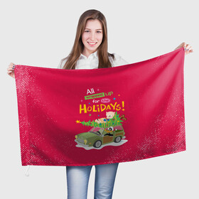 Флаг 3D с принтом For the holidays , 100% полиэстер | плотность ткани — 95 г/м2, размер — 67 х 109 см. Принт наносится с одной стороны | daffy | duck | looney | pig | porky | tunes | vdzajul | дак | даффи | пиг | порки | утка