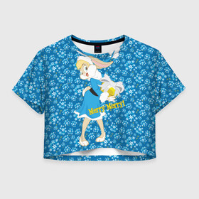 Женская футболка Crop-top 3D с принтом Kooky Christmas , 100% полиэстер | круглая горловина, длина футболки до линии талии, рукава с отворотами | bunny | lola | looney | tunes | vdzajul | бани | банни | лола