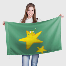 Флаг 3D с принтом Tweety and stars , 100% полиэстер | плотность ткани — 95 г/м2, размер — 67 х 109 см. Принт наносится с одной стороны | looney | tunes | tweety | vdzajul | твити