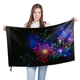 Флаг 3D с принтом Новогодний Салют , 100% полиэстер | плотность ткани — 95 г/м2, размер — 67 х 109 см. Принт наносится с одной стороны | 