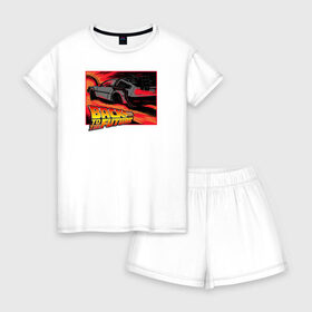 Женская пижама с шортиками хлопок с принтом Back to the Future , 100% хлопок | футболка прямого кроя, шорты свободные с широкой мягкой резинкой | 