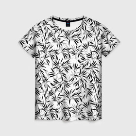 Женская футболка 3D с принтом Дзен , 100% полиэфир ( синтетическое хлопкоподобное полотно) | прямой крой, круглый вырез горловины, длина до линии бедер | abstract | flowers | texturae | абстракция | белый | стиль | текстура | цветы | черно белый | черный