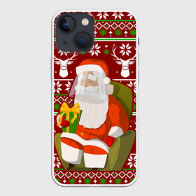Чехол для iPhone 13 mini с принтом Санта с защитным экраном ,  |  | deer | happy new year | new year | santa | защитный экран | корона | коронавирус | новогодний свитер | новый год | санта | санта клаус | свитер | свитер с маской | свитер с оленями
