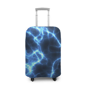 Чехол для чемодана 3D с принтом Электро , 86% полиэфир, 14% спандекс | двустороннее нанесение принта, прорези для ручек и колес | неоновые лучи | неоновый свет | световые лучи | электрические лучи | электричество