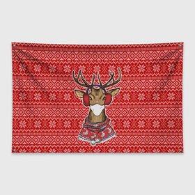 Флаг-баннер с принтом Deer in a medical mask , 100% полиэстер | размер 67 х 109 см, плотность ткани — 95 г/м2; по краям флага есть четыре люверса для крепления | deer | happy new year | new year | santa | защитный экран | корона | коронавирус | новогодний свитер | новый год | свитер | свитер с маской | свитер с оленями