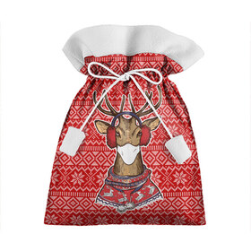 Подарочный 3D мешок с принтом Deer in a medical mask , 100% полиэстер | Размер: 29*39 см | deer | happy new year | new year | santa | защитный экран | корона | коронавирус | новогодний свитер | новый год | свитер | свитер с маской | свитер с оленями