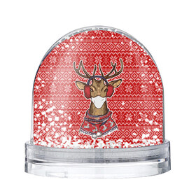 Снежный шар с принтом Deer in a medical mask , Пластик | Изображение внутри шара печатается на глянцевой фотобумаге с двух сторон | deer | happy new year | new year | santa | защитный экран | корона | коронавирус | новогодний свитер | новый год | свитер | свитер с маской | свитер с оленями
