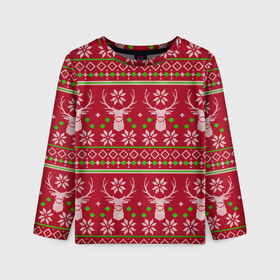 Детский лонгслив 3D с принтом Viral sweater , 100% полиэстер | длинные рукава, круглый вырез горловины, полуприлегающий силуэт
 | deer | happy new year | new year | santa | защитный экран | корона | коронавирус | новогодний свитер | новый год | свитер | свитер с маской | свитер с оленями