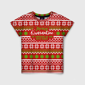 Детская футболка 3D с принтом The christmas we will... , 100% гипоаллергенный полиэфир | прямой крой, круглый вырез горловины, длина до линии бедер, чуть спущенное плечо, ткань немного тянется | deer | happy new year | new year | quarantine | santa | защитный экран | карантин | корона | коронавирус | новогодний свитер | новый год | свитер | свитер с маской | свитер с оленями