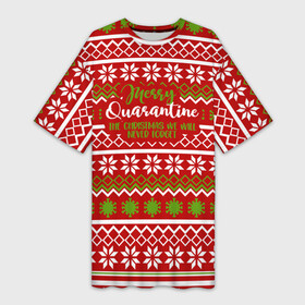Платье-футболка 3D с принтом The christmas we will... ,  |  | deer | happy new year | new year | quarantine | santa | защитный экран | карантин | корона | коронавирус | новогодний свитер | новый год | свитер | свитер с маской | свитер с оленями