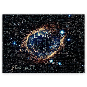 Поздравительная открытка с принтом Формула Вселенной , 100% бумага | плотность бумаги 280 г/м2, матовая, на обратной стороне линовка и место для марки
 | Тематика изображения на принте: альберт эйнштейн | астрономия | звезды | космос | наука | небо | созвездия | теория большого взрыва | формулы | эйнштейн