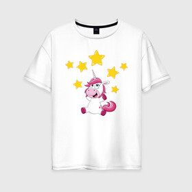 Женская футболка хлопок Oversize с принтом Stars , 100% хлопок | свободный крой, круглый ворот, спущенный рукав, длина до линии бедер
 | арт | графика | единорог | пони | фэнтази