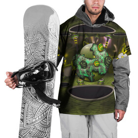 Накидка на куртку 3D с принтом AbstractThings 3 , 100% полиэстер |  | абстракция | атмосфера | зелёный | шар