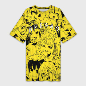 Платье-футболка 3D с принтом Ahegao yellow ,  |  | ahegao | banana | o face | аниме | термин | физиономия | япония