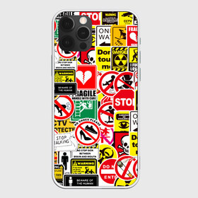 Чехол для iPhone 12 Pro Max с принтом Запрещающие знаки , Силикон |  | Тематика изображения на принте: danger | sticker bombing | запрещающие знаки | опасность | прикол | стикер бомбинг | череп