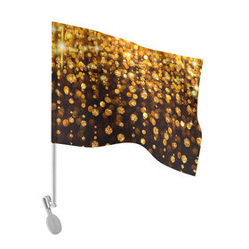 Флаг для автомобиля с принтом ЗОЛОТЫЕ БЛЕСТКИ , 100% полиэстер | Размер: 30*21 см | gold | pattern | rain | блестки | блестящий | дождь | звезды | золото | красиво | новый год | праздник | снежинки | текстуры