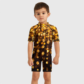 Детский купальный костюм 3D с принтом ЗОЛОТЫЕ БЛЕСТКИ , Полиэстер 85%, Спандекс 15% | застежка на молнии на спине | gold | pattern | rain | блестки | блестящий | дождь | звезды | золото | красиво | новый год | праздник | снежинки | текстуры