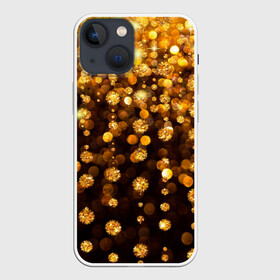 Чехол для iPhone 13 mini с принтом ЗОЛОТЫЕ БЛЕСТКИ ,  |  | gold | pattern | rain | блестки | блестящий | дождь | звезды | золото | красиво | новый год | праздник | снежинки | текстуры