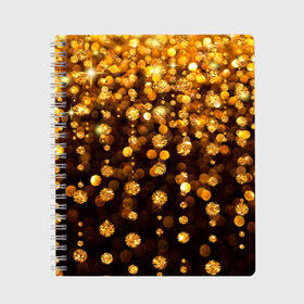 Тетрадь с принтом ЗОЛОТЫЕ БЛЕСТКИ , 100% бумага | 48 листов, плотность листов — 60 г/м2, плотность картонной обложки — 250 г/м2. Листы скреплены сбоку удобной пружинной спиралью. Уголки страниц и обложки скругленные. Цвет линий — светло-серый
 | Тематика изображения на принте: gold | pattern | rain | блестки | блестящий | дождь | звезды | золото | красиво | новый год | праздник | снежинки | текстуры