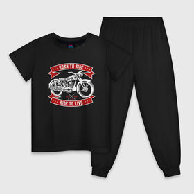 Детская пижама хлопок с принтом Born to Ride Ride to Live , 100% хлопок |  брюки и футболка прямого кроя, без карманов, на брюках мягкая резинка на поясе и по низу штанин
 | born to rive | ride to live | байкер | винтаж | мотоклуб | мотоцикл | чоппер