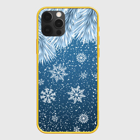 Чехол для iPhone 12 Pro с принтом Снежное Настроенние , силикон | область печати: задняя сторона чехла, без боковых панелей | Тематика изображения на принте: елочные иголки | новый год | рисунок | снег | снежинки