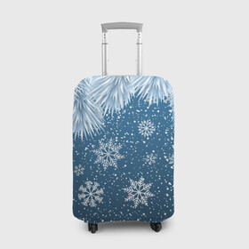 Чехол для чемодана 3D с принтом Снежное Настроенние , 86% полиэфир, 14% спандекс | двустороннее нанесение принта, прорези для ручек и колес | Тематика изображения на принте: елочные иголки | новый год | рисунок | снег | снежинки