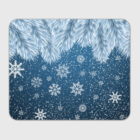 Прямоугольный коврик для мышки с принтом Снежное Настроенние , натуральный каучук | размер 230 х 185 мм; запечатка лицевой стороны | Тематика изображения на принте: елочные иголки | новый год | рисунок | снег | снежинки
