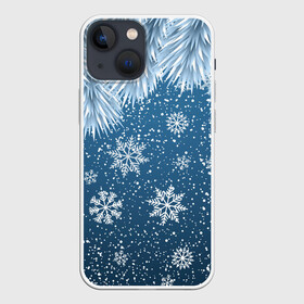 Чехол для iPhone 13 mini с принтом Снежное Настроенние ,  |  | Тематика изображения на принте: елочные иголки | новый год | рисунок | снег | снежинки