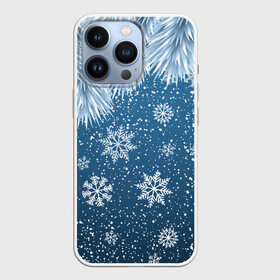 Чехол для iPhone 13 Pro с принтом Снежное Настроенние ,  |  | Тематика изображения на принте: елочные иголки | новый год | рисунок | снег | снежинки